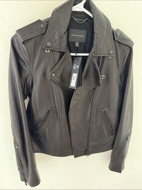 Banana Republic Women's black Leather Biker Jacket- genuine lamb leather